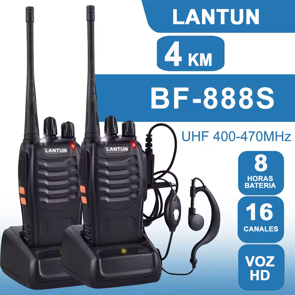 Radio walkie Talkie LANTUN ST B888S (2 Radios) Alcance 4 Km