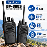 Radio Walkie Talkie LANTUN BF-888S UHF – Pack de 2 con Audífonos