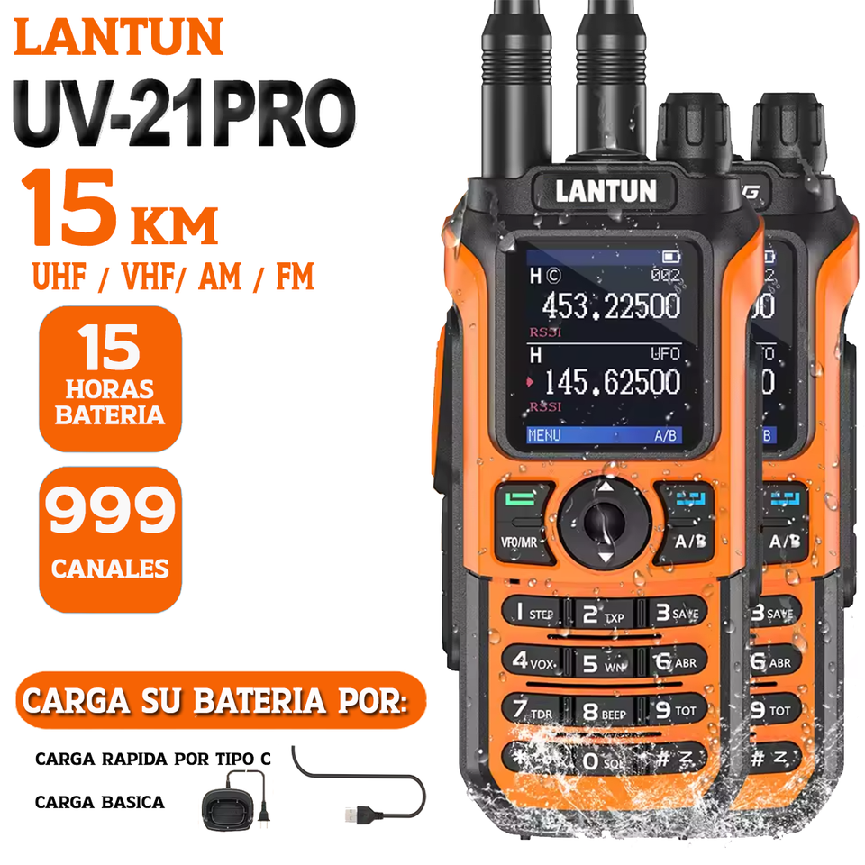 Radio Walkie Talkie UV 21 PRO - alcance 15km